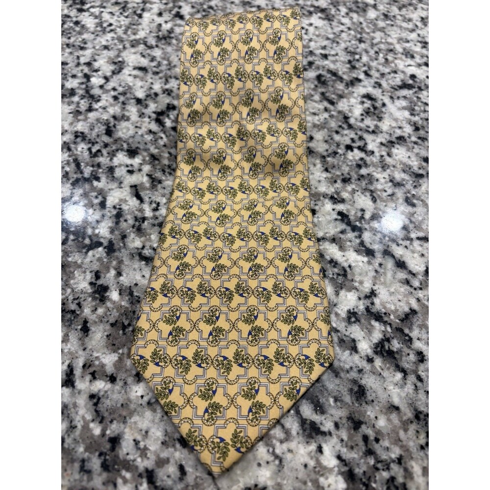 Salvatore Ferragamo Yellow Gold Olive Branch Flower Pattern Made in Italy 4"
